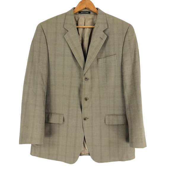 Calvin Klein Men's Size 42R Brown Silk Wool Blend Three-Button Suit Jacket - Picture 1 of 10